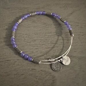 Alex and Ani purple and silver beaded bangle bracelet